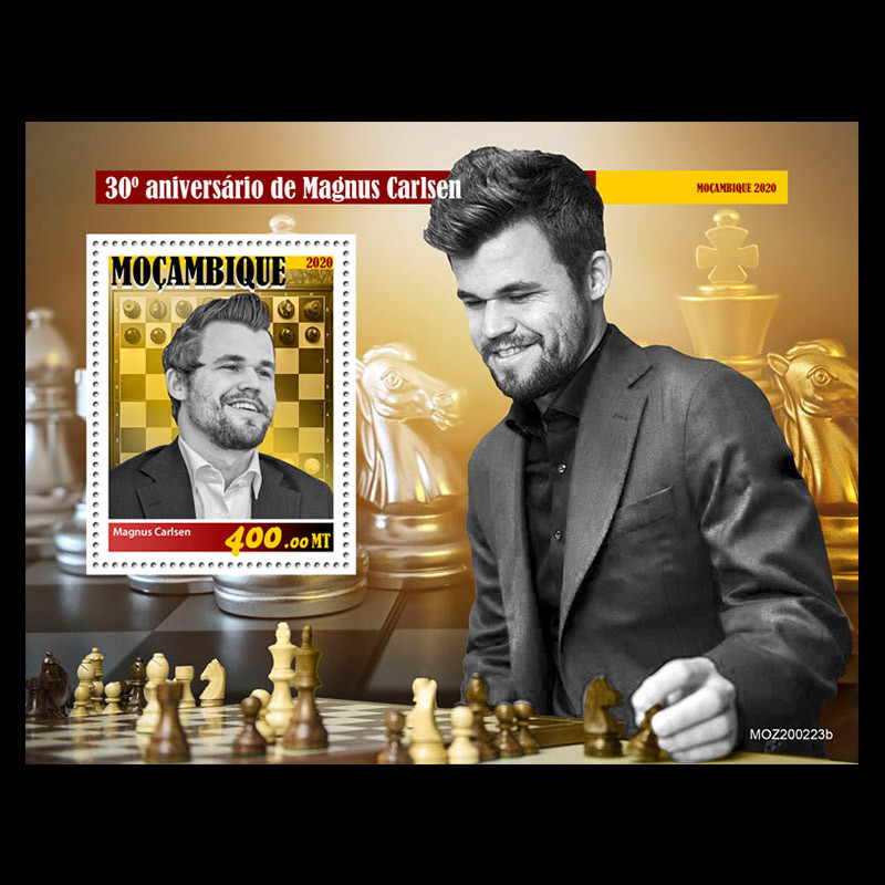 Mozambique 2020 Chess Champion นอร์เวย์ Manus Carlson Stamps 2M ใหม่เอี่ยม
