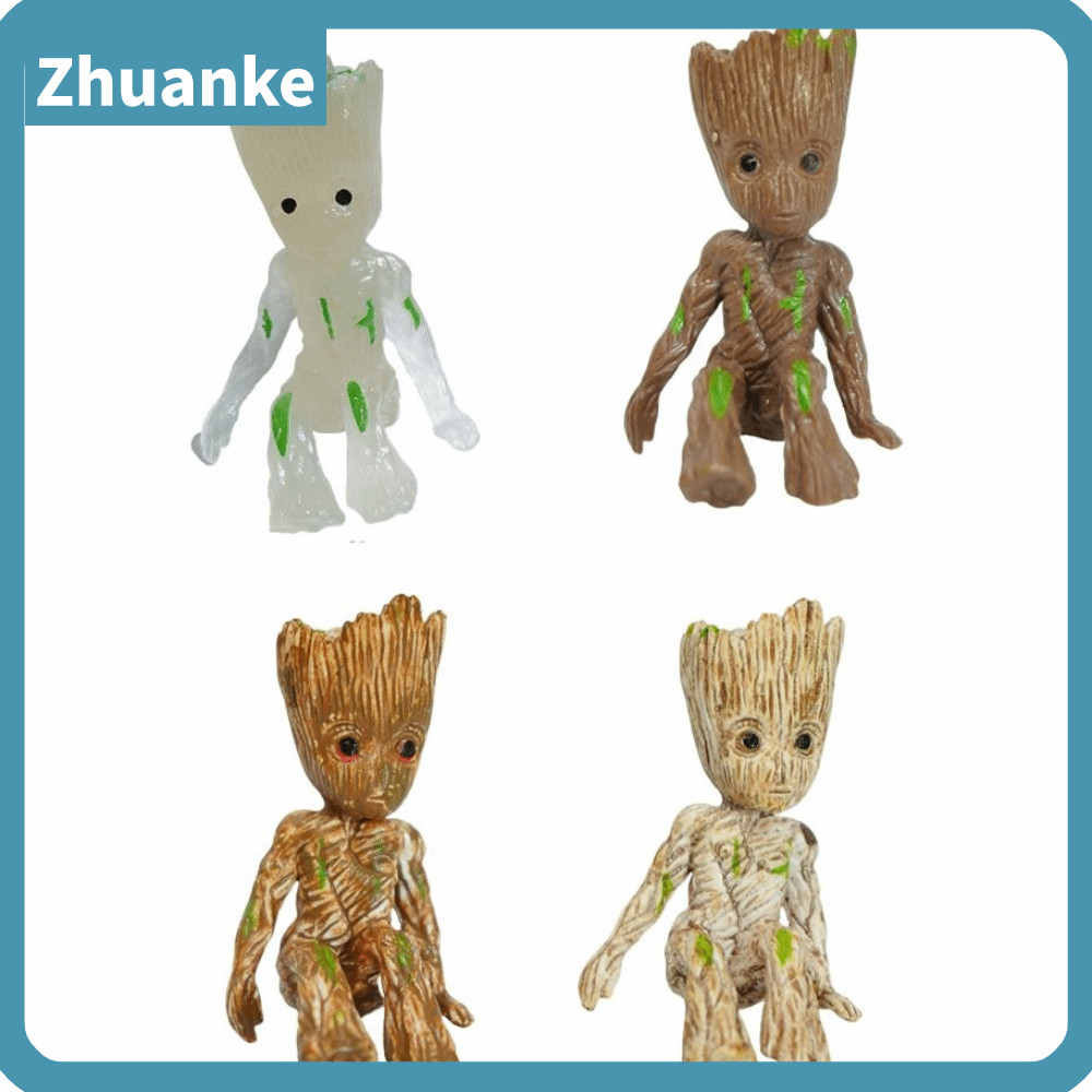 ZHUANKE ตกแต่งตู้ปลา, Creative Pvc Groot Tree Man, งานฝีมือการ์ตูนสมัยใหม่ Micro Landscape Decorato 