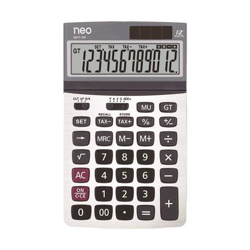 เครื่องคิดเลข 12 หลัก นีโอ รุ่น 2321T-12 สีเงิน