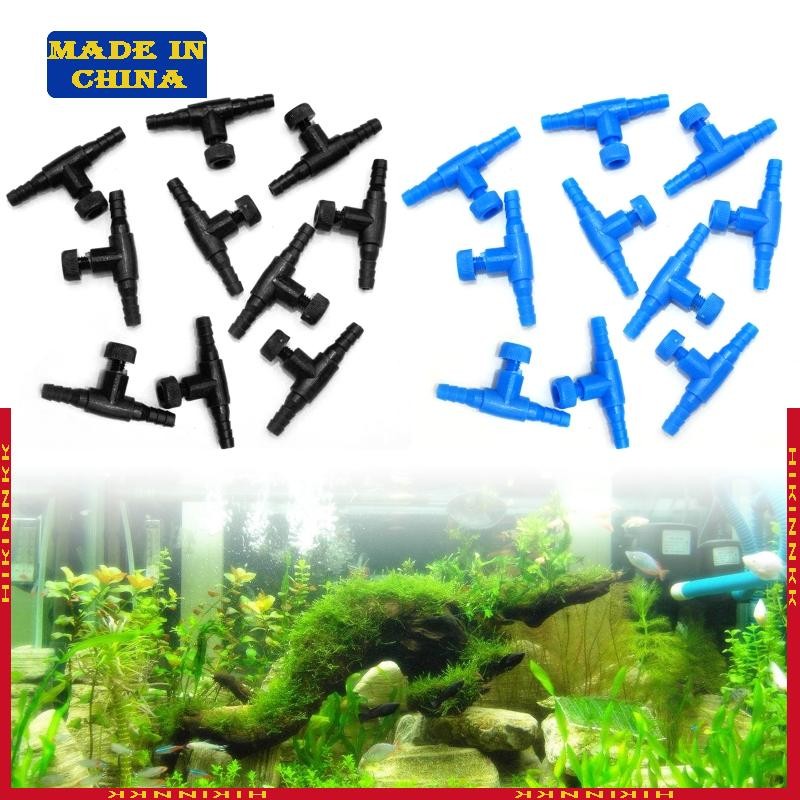 HIK 10-Pack พลาสติกควบคุมสําหรับวาล์ว Aquarium 2 Way Air Line Regulator Connector สําหรับปรับปลาสําห