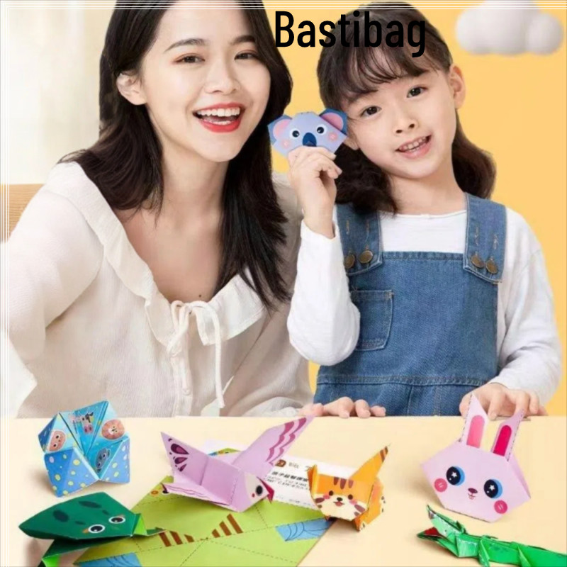 BASTIBAG ปริศนา Origami, สัตว์รูปแบบ 15 แผ่น Origami หนังสือ, เด็กตลก Handmade Origami DIY Origami ท