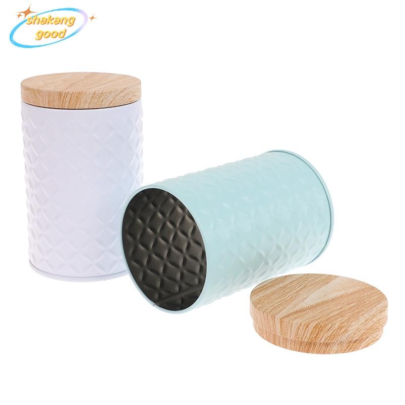 Skth กล่องดีบุก ลายไม้ โลหะ สําหรับจัดเก็บชา กาแฟ คริสต์มาส SKK