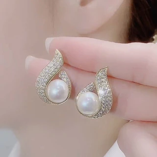 ต่างหูแฟชั่นมุกเรียบง่าย อารมณ์อ่อนโยน สไตล์หรูหรา