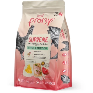 Pramy Supreme อาหารเม็ดแมว เกรดพรีเมี่ยม สำหรับแมวทุกช่วงวัย (ขนาดใหม่ ถุงซิปล็อค) ขนาด 1-1.2 กิโลกรัม
