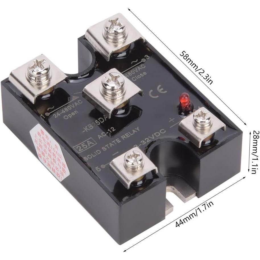 Hilitand Solid State Relay 25A เฟสเดียว 1NO1NC Solid State Relay DC ควบคุม AC Solid State Relay 58 x