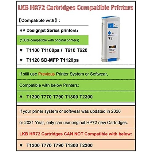 LKB 1PK ใช้งานร่วมกับ HP72 ตลับหมึก Cyan เปลี่ยน 130ML ใช้กับ designjet T1100 T1200 T1100ps T1120 SD