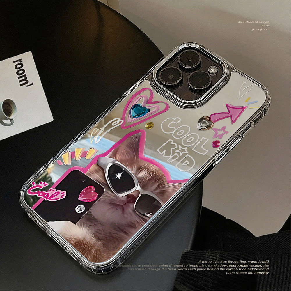 เคสโทรศัพท์มือถือ iPhone 11 13 16 Pro Max Case iPhone 13 14 15 Pro Max 12 13 Pro Max 13 Pro กระจกเงา การ์ตูนน่ารัก