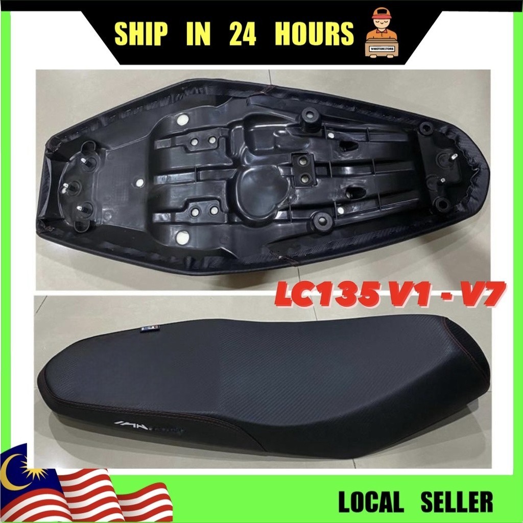 LC135 V1 V2 V3 V4 V5 V6 V7 RACING SEAT (เส้นสีแดง) DRAG SIT Cushion KUSYEN ASSY Carbon MERAH LC 135L
