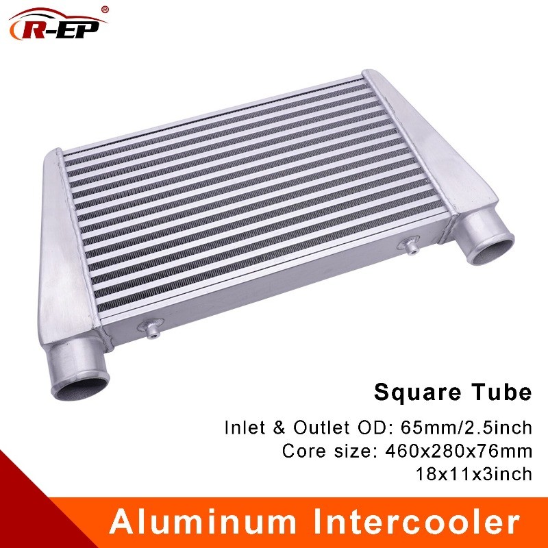 R-EP อลูมิเนียม Intercooler Universal 460X280x76 มม.Inter Cooler Inlet 65 มม.2.5 นิ้ว Outlet Cold Air Intake สําหรับ Turbo Radiador