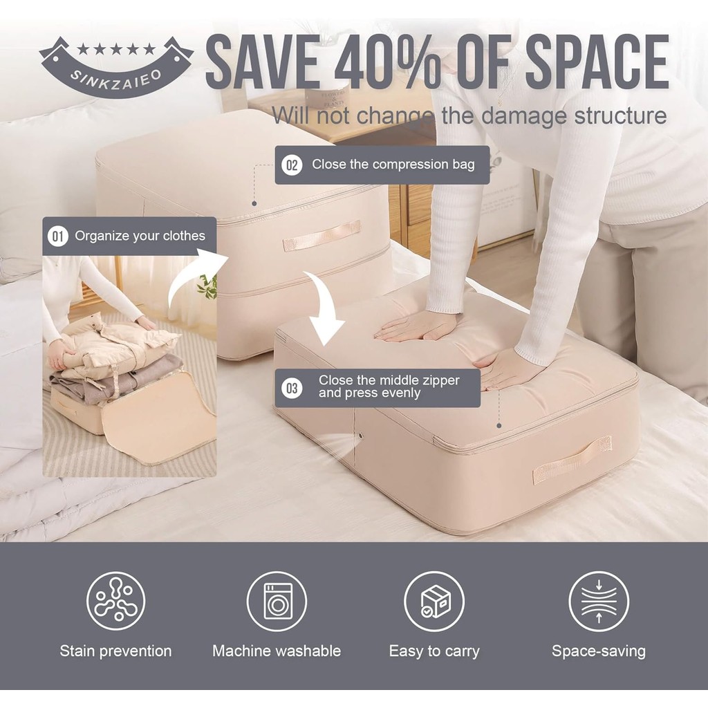 Ultra Space Saving Self Compression Organizer,แพ็คก้อน,กันน้ําและความชื้น,ความจุสูง,สําหรับผ้าห่มเสื
