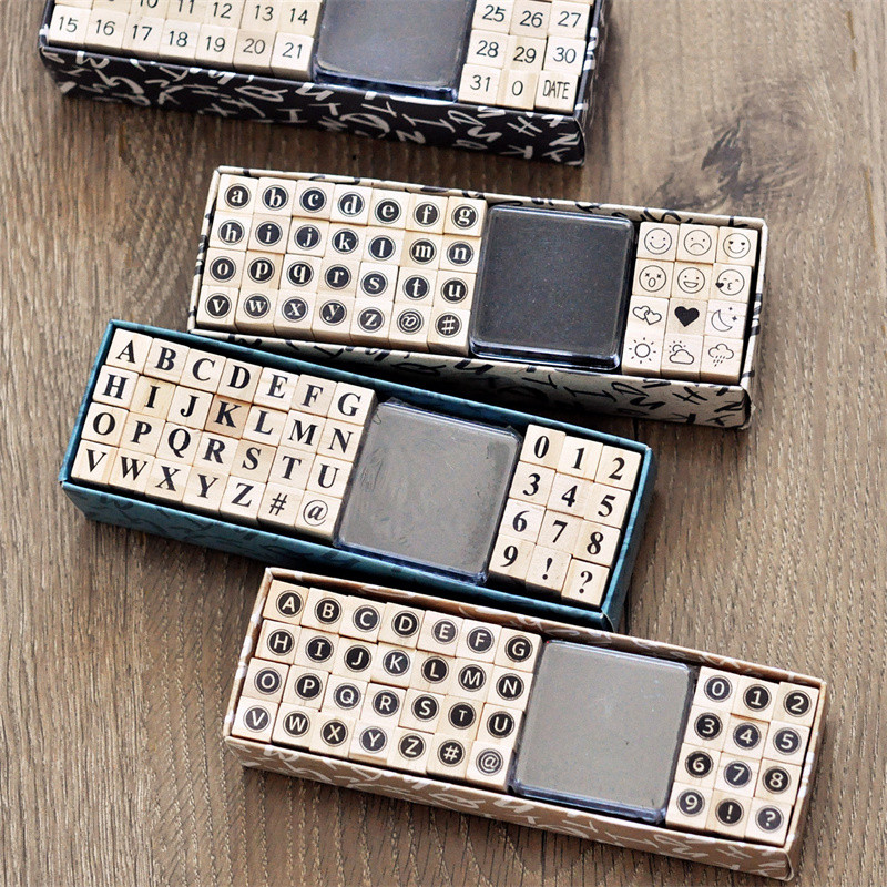 New Product#Maru Stationery Basic Planner Stamp Typewriter Digital Alphabet Stamp DIY Diary Wooden S