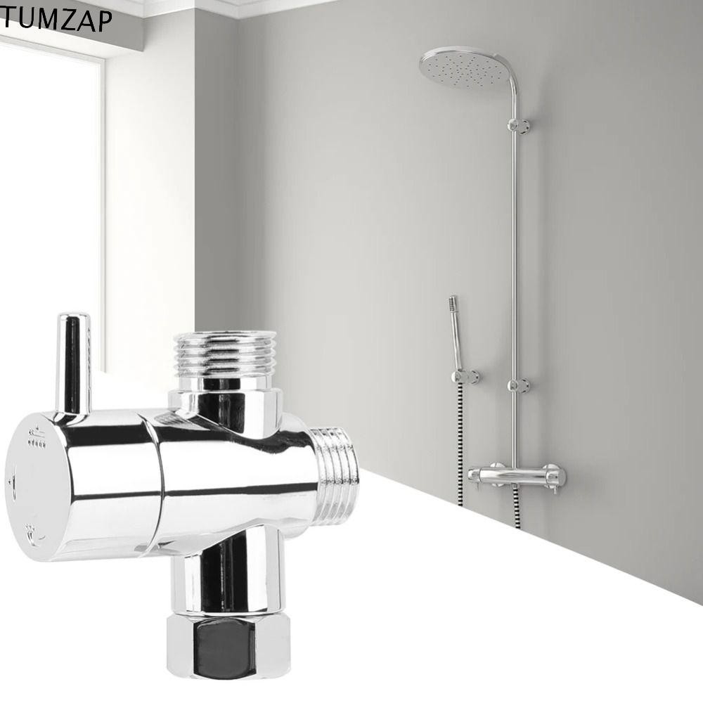 TUMZAP 3 Way Shower Head Divter Valve, Three Function T-adapter 3 Way Switch Faucet Valve Tool G1/2 