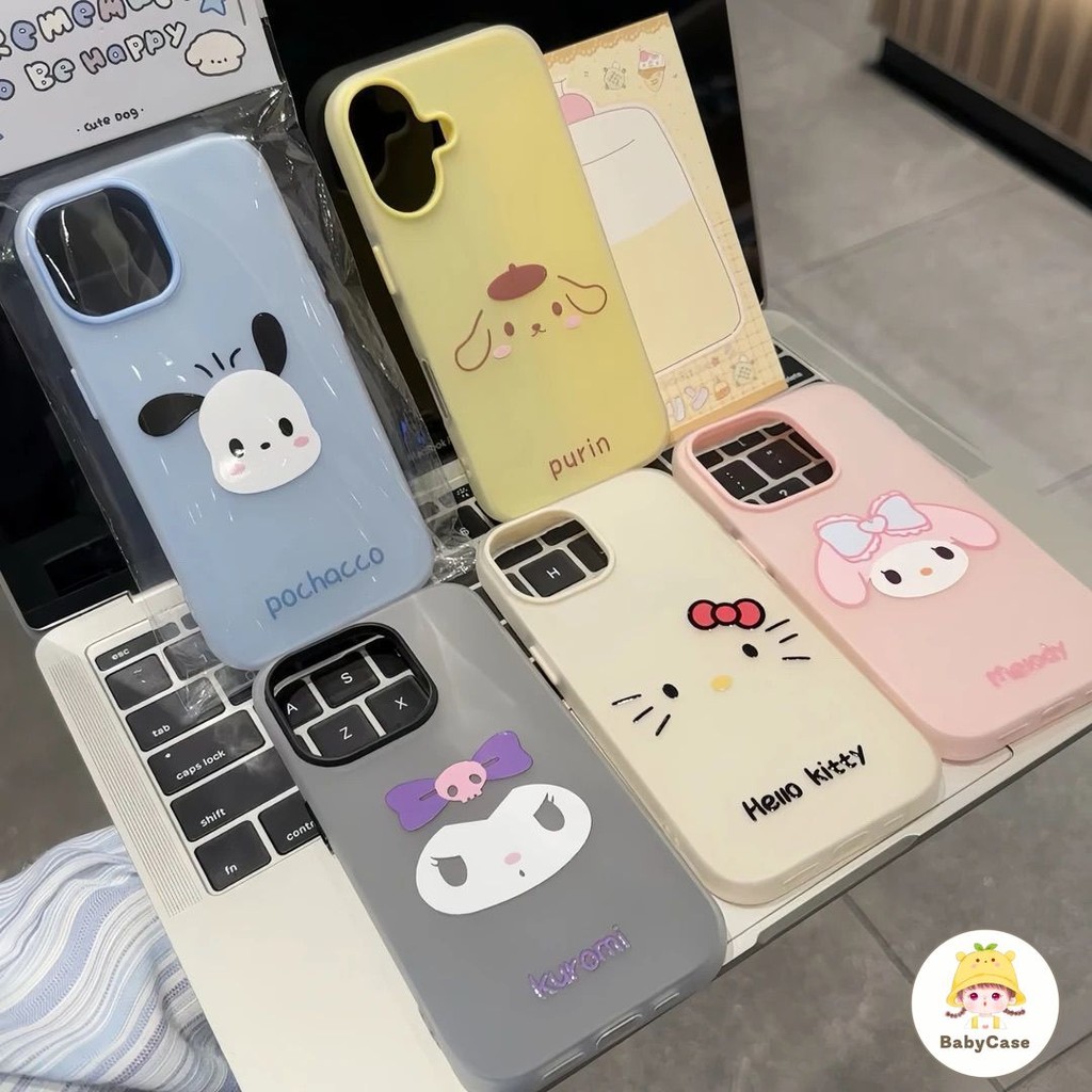 เคสไอโฟน 15 สำหรับ IPhone 13 11 12 16 Pro Max 7 15 16 8 Plus XS X XR Max ท่วงทำนองสวัสดีคิตตี้ Kuromi ใหม่ 2 in 1 ปกอ่อน