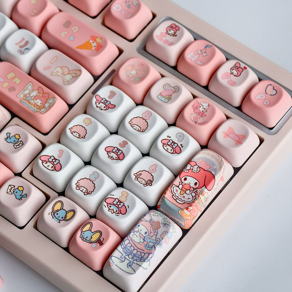 Melody Keycaps MOA โปรไฟล์ 130 คีย์ PBT Dye Sublimation Wooting Aula F75 RK100 Mechanical Keycaps กา