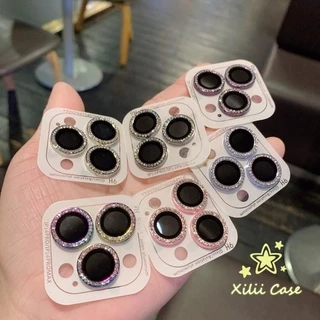 เคสไอโฟน 17 16 15 สำหรับ IPhone 13 17 air 12 15 11 16 14 Pro Max 15 16 14 Plus 12 13 mini ฟิล์มเลนส์เพชรสีแฟลช