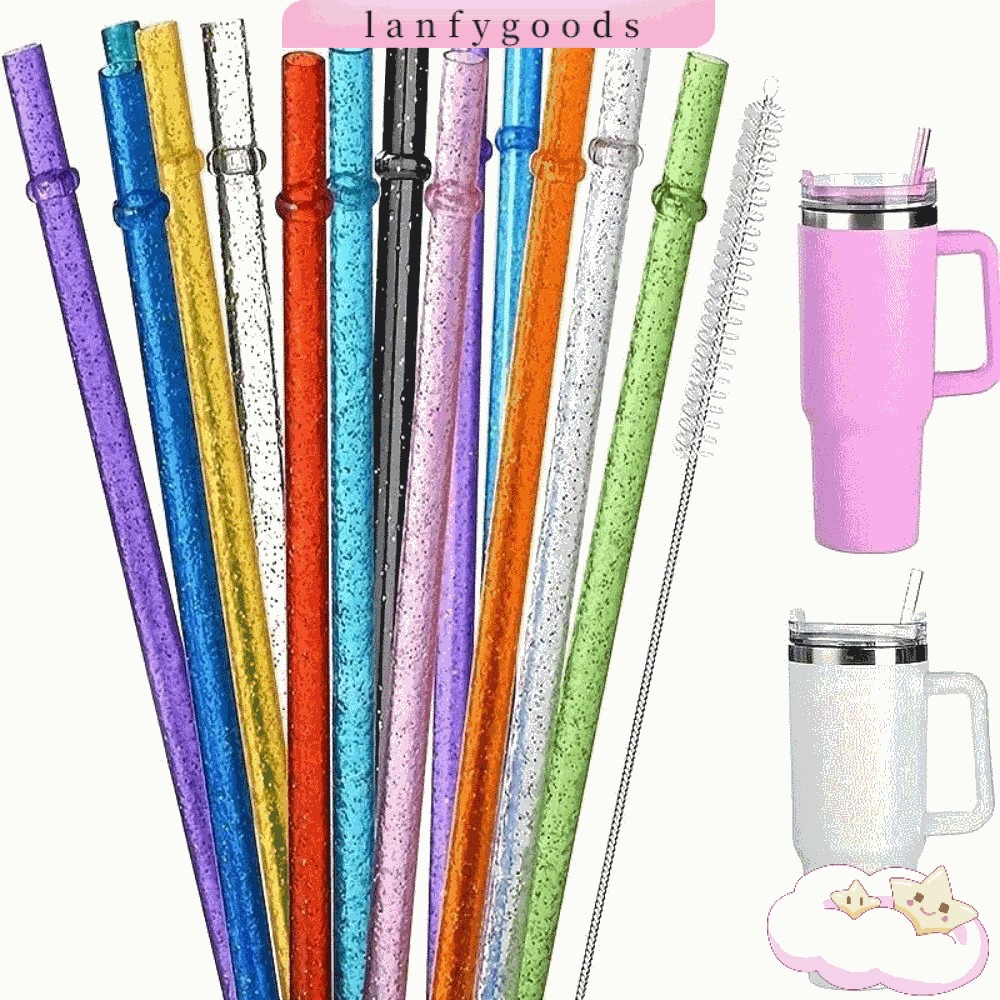LANFYGOODS 1PC ผงทองหลอดพลาสติก,ถ้วยอุปกรณ์เสริมรถ Travel Cup Straw Glitter Straw, นํากลับมาใช้ใหม่แ
