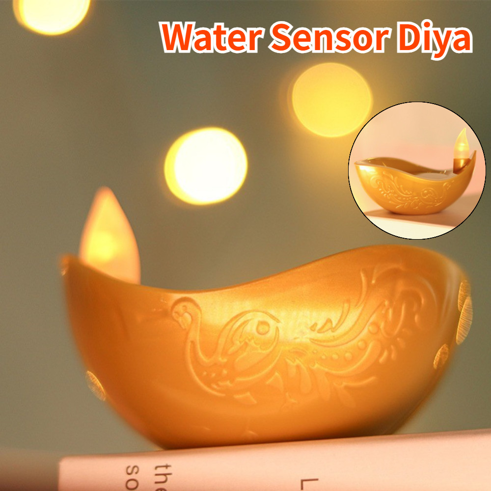 เซ็นเซอร์น้ำ Diya LED เทียนโคมไฟขนาดเล็ก สำหรับตกแต่งน้ำ ในเทศกาล Diwali/Deepavali