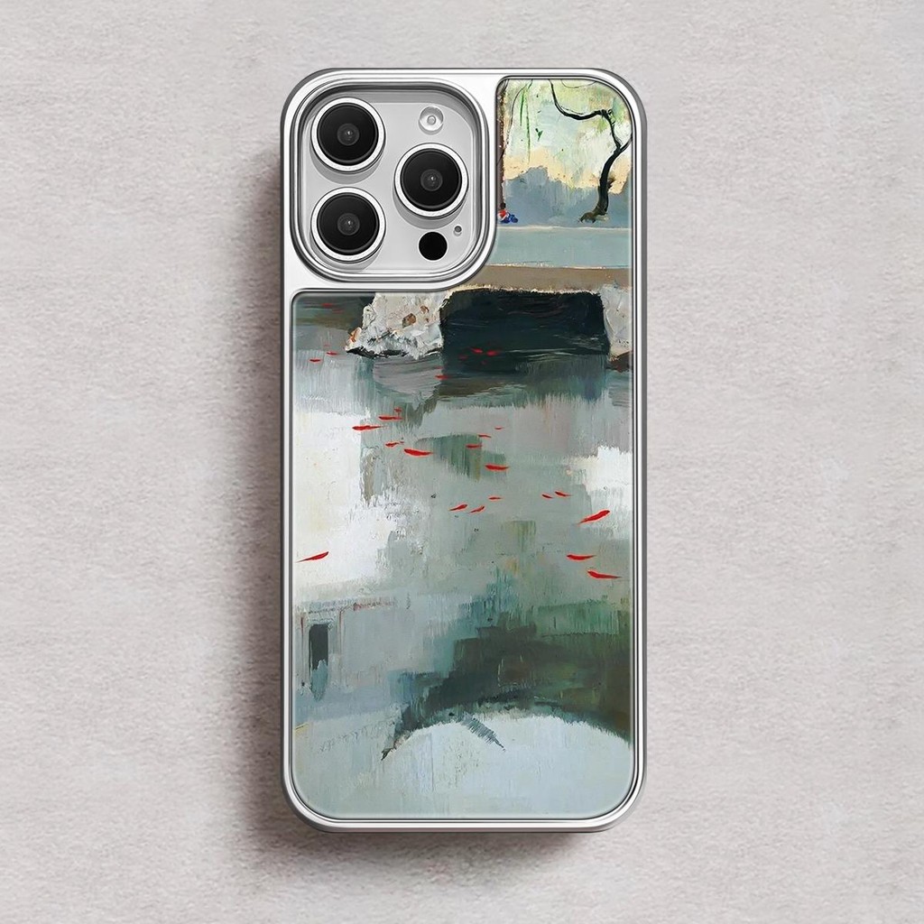 Yuxia Bitan iPhone16 เคสโทรศัพท์สไตล์ใหม่ภาพวาดหมึก Apple 15promax เคสพอร์ซเลนคริสตัล 14plus ศิลปะสไ