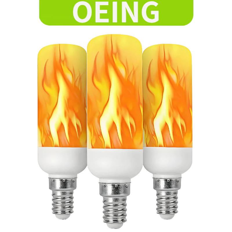 OEING หลอดไฟ LED เปลวไฟธรรมชาติกระพริบผลตกแต่งบรรยากาศแสง E14 E27 B22 3W 5W 85-265V ตกแต่งวันหยุด
