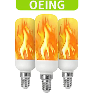 OEING หลอดไฟ LED เปลวไฟธรรมชาติกระพริบผลตกแต่งบรรยากาศแสง E14 E27 B22 3W 5W 85-265V ตกแต่งวันหยุด