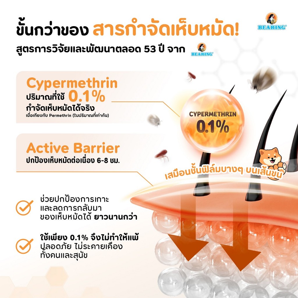 BEARING Tick & Flea Dog Shampoo แชมพูกำจัดเห็บหมัด 300ml. รูปที่ 4