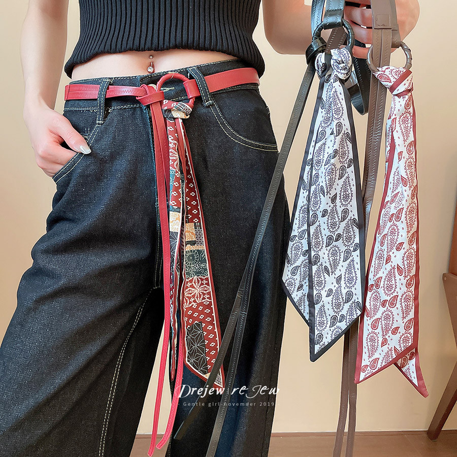 ผ้าพันคอดีไซน์พิมพ์ลายหนังโซ่ อุปกรณ์แฟชั่นสำหรับสร้อยเอว
