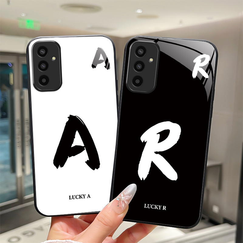 สําหรับ Samsung Galaxy M13 M23 F23 กระจกนิรภัยเคสโทรศัพท์สําหรับ Samsung M13 M23 F23 Simple Lucky จด