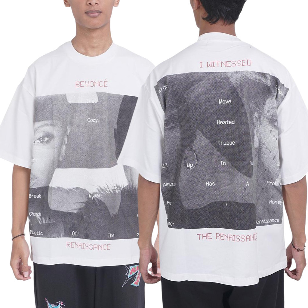 BEYONCE THE RENAISSANCE TSHIRT สีขาวผู้ชายผู้หญิงผ้าฝ้าย UNISEX COMBED 20s