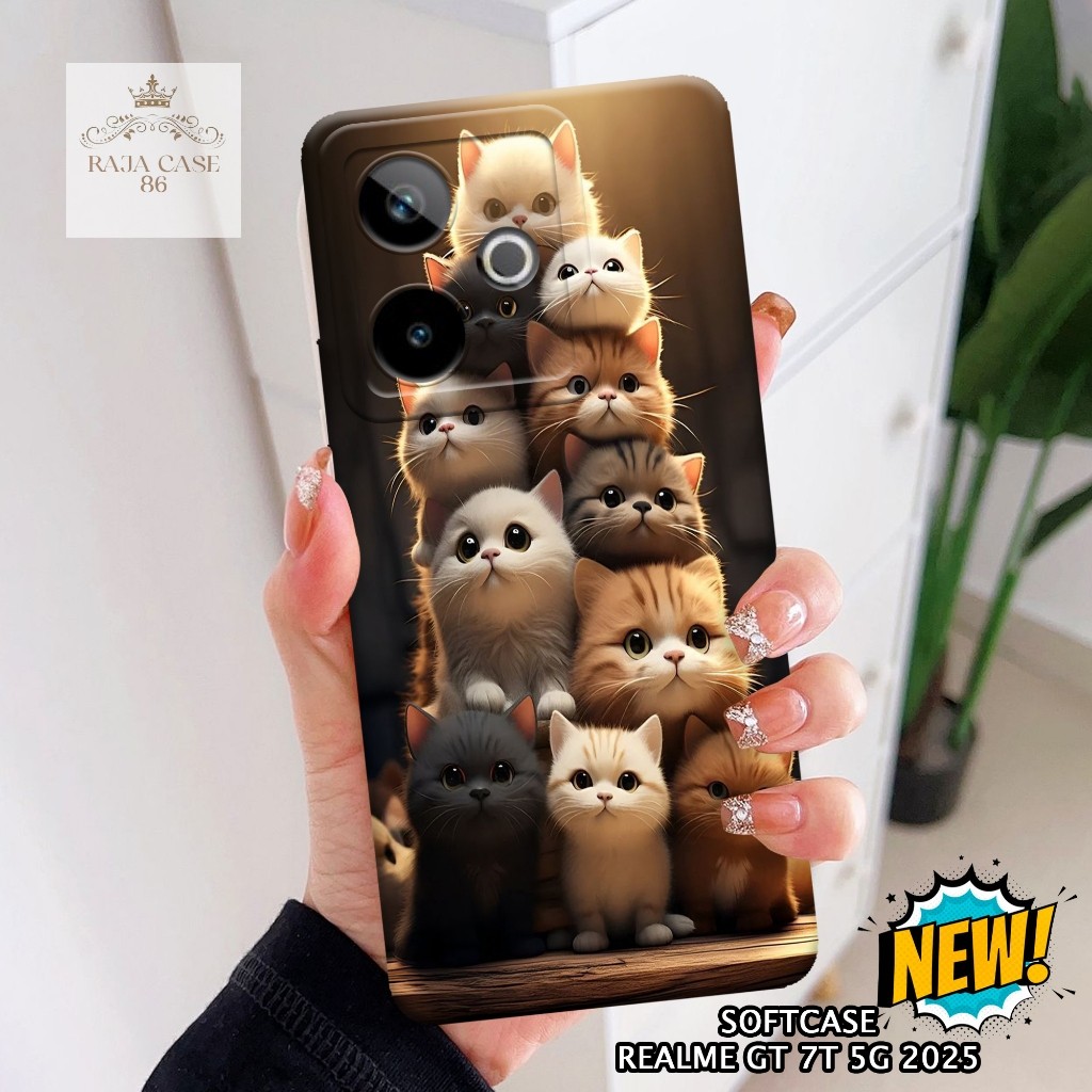 เคส HP Realme GT 7T 5G 2025 - เคส Rajacase - เคส Realme GT 7T 5G - เคสแมว Motif - ฟิล์มกันรอยมือถือ 