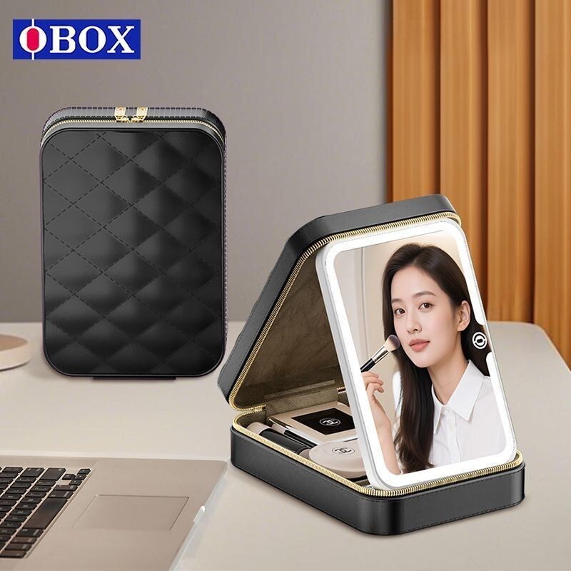 OBOX กระเป๋าเครื่องสําอางพร้อมกระจก Tote กระเป๋าด้านใน Liner2025New HighEnd แบบพกพาแต่งหน้าสําหรับผู