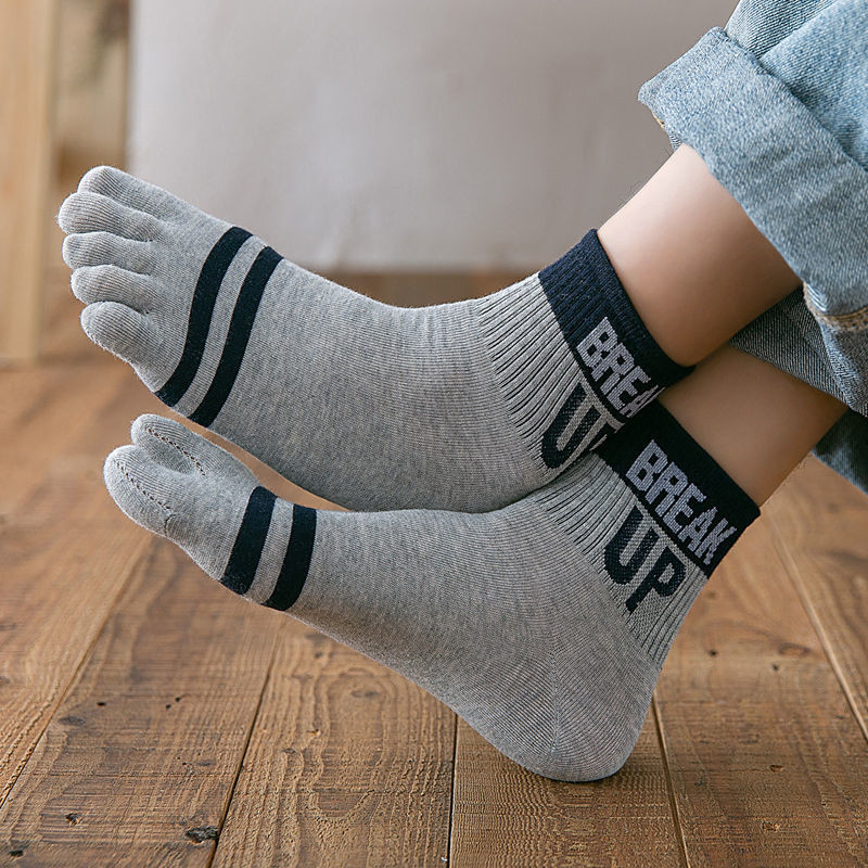 五指袜男棉中筒五趾袜子透气吸汗男袜四季袜子短筒袜防臭男士袜子Five-finger socks men's cotton mid-tube five-toe socks breathable swea