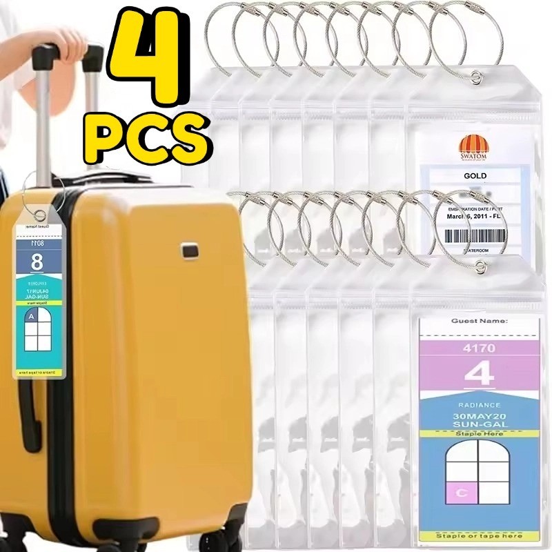 PVC กันน้ํา Cruise กระเป๋าเดินทาง Tag Holder โปร่งใส ทนทาน ห่วงสแตนเลส ป้ายปิดผนึก Royal Caribbean C