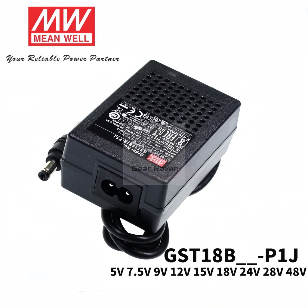 MEAN WELL GST18B07-P1J อะแดปเตอร์ GST18B09/B12/B24/B48-P1J 7.5V 9V 12V 24V 48V