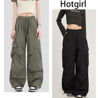 Hotgirl พร้อมส่งจากกทม กางเกงสีดํา cargo pants ชุดเอี๊ยมผู้ห…