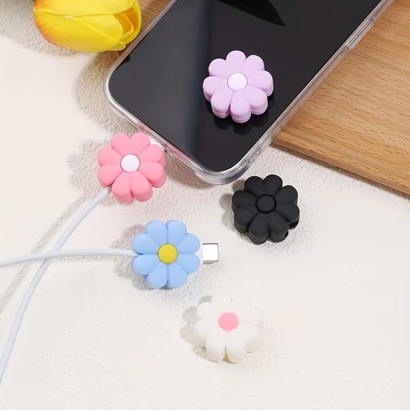 น่ารักที่มีสีสันเมฆดอกไม้เปลี่ยนที่ครอบชาร์จตัวป้องกันสายชาร์จออแกไนเซอร์ เครื่องม้วน ฝาครอบป้องกันอุปกรณ์เสริม