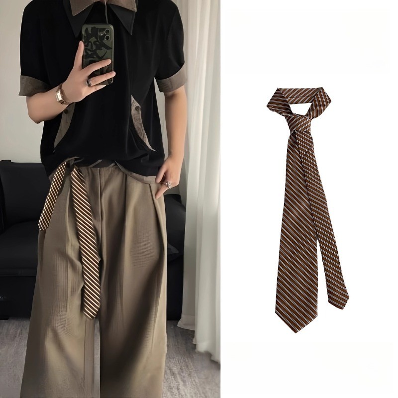 ผ้าพันคอและเข็มขัดไหมลายน่ารัก ลายเสือดาวสีกาแฟ สำหรับสตรี ปรับแต่งได้หลายสไตล์ - รูปที่ 5