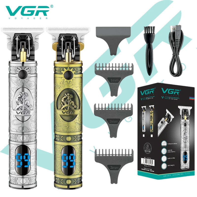 VGR 228 T-blade เครื่องตัดผมมืออาชีพเครื่องตัดหนวดเคราไร้สายเครื่องตัดขนไฟฟ้าสําหรับผู้ชาย