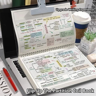 LONTIME Coil Notebook, Thicken Paper Grid/เส้นแนวนอน B5 Notepad, Practical Partition Design Mind Pad School Office
