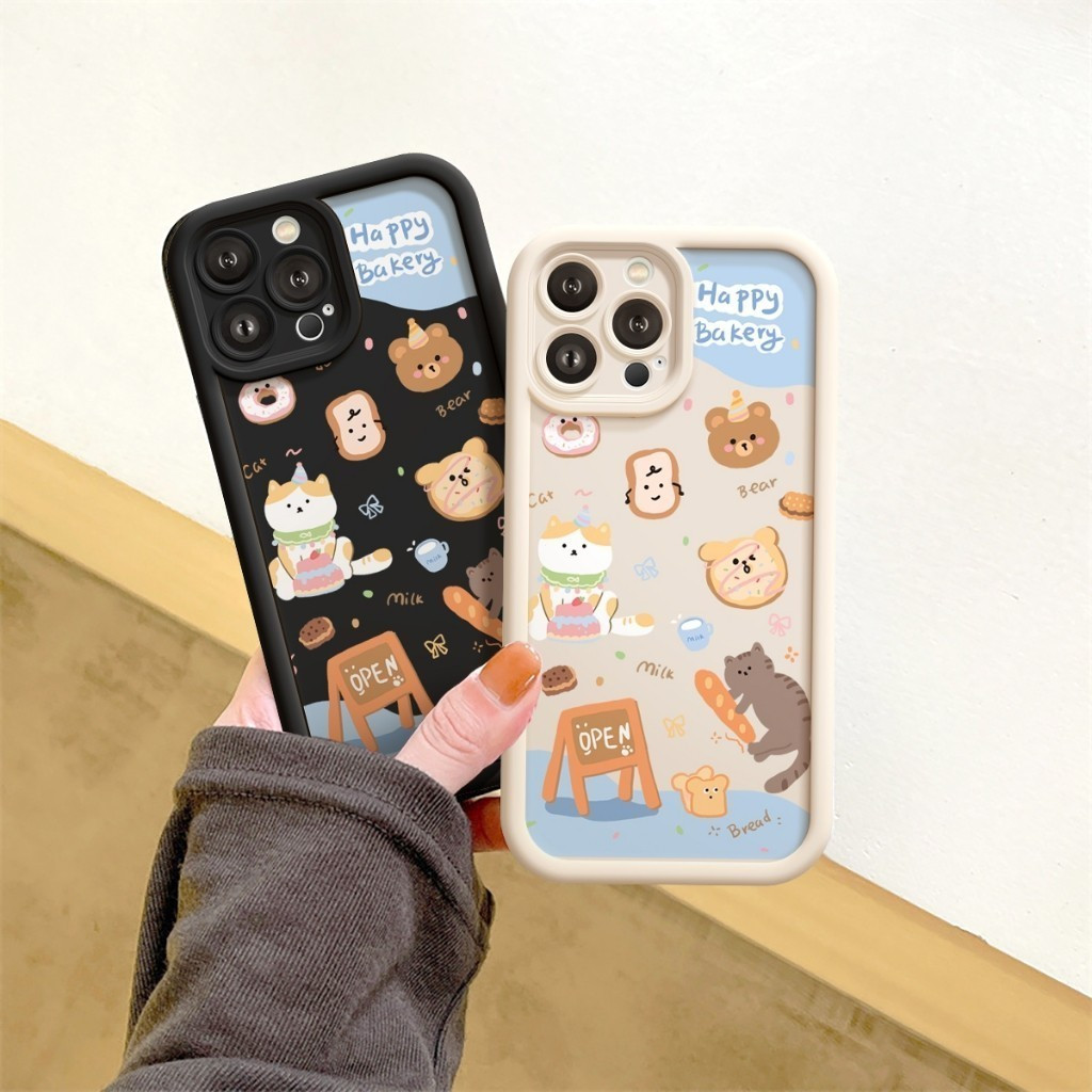 โทรศัพท์เคสโทรศัพท์สนุกร้านขนมแมวสุนัขเหมาะสําหรับiPhone 13promax 13 12 11 pro max xs xr 14pro 15pro