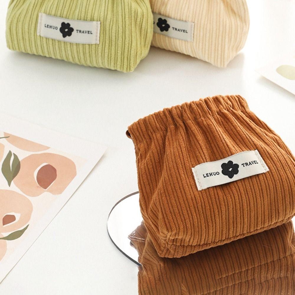 Cyancloud กระเป๋าใส่เหรียญ ผ้าลูกฟูก แบบนิ่ม ขนาดเล็ก สีพื้น สําหรับผู้หญิง - รูปที่ 2