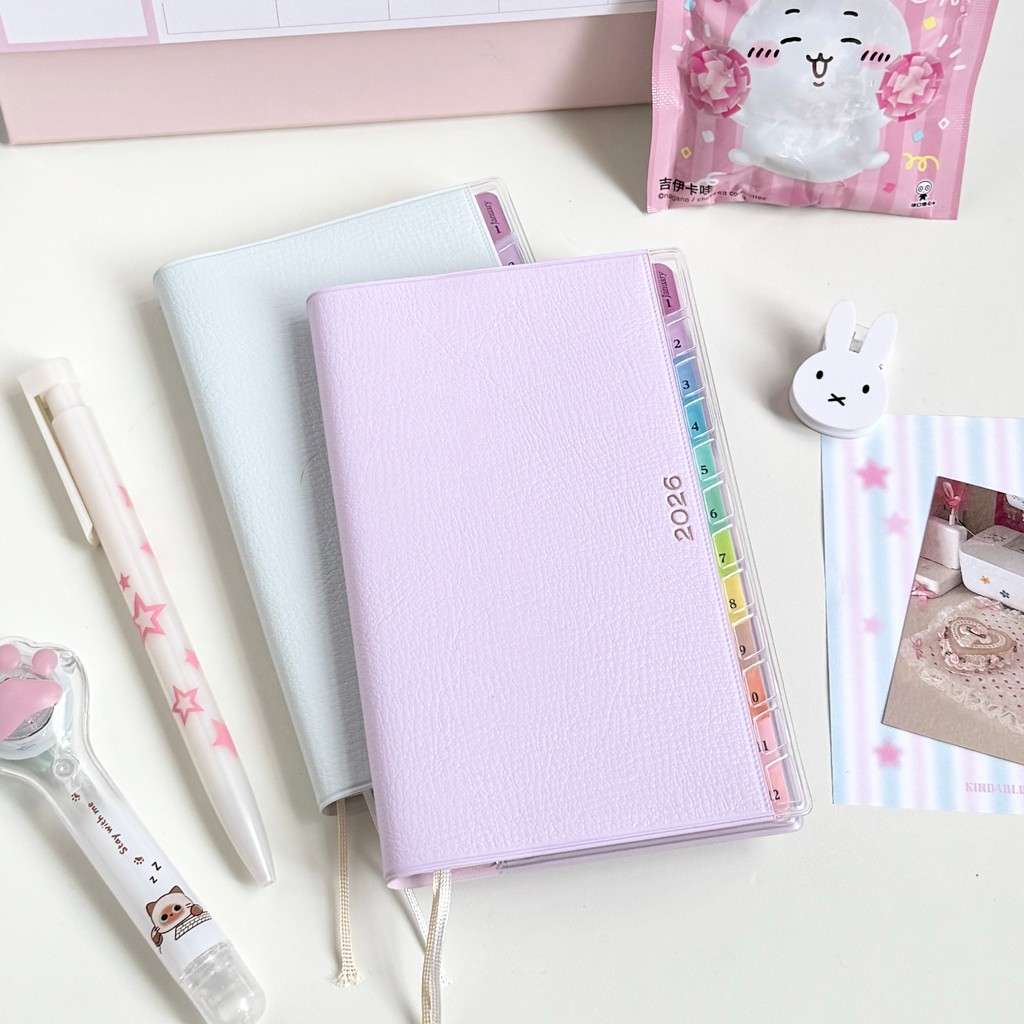 planner 2026 แพลนเนอร์ 2026 2026สมุดปฏิทินดัชนีสายรุ้งสมุดคู่มือนักเรียนสมุดรายเดือนและรายสัปดาห์สมุ