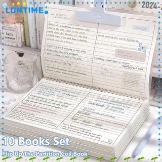 LONTIME Coil Notebook, Thicken Paper Grid/เส้นแนวนอน B5 Notepad, Practical Partition Design Mind Pad School Office