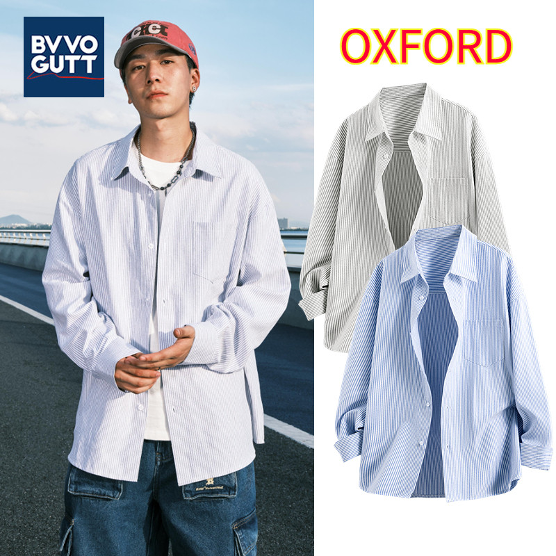 BVVOGUTT เสื้อเชิ้ตลายทางปั่น Oxford  ผ้าเกรดพรีเมียม ไม่ยับง่าย ใส่สบาย ระบายอากาศดี สำหรับงานและชีวิตประจำวัน [M-4XL]