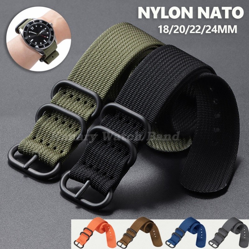 Ribbed ไนลอน NATO นาฬิกา 18/20 มม.22 มม.24 มม.Universal สายคล้อง One Piece Loop Zulu สร้อยข้อมือทหารกีฬาผู้ชายผู้หญิงเข็มขัดข้อมือ
