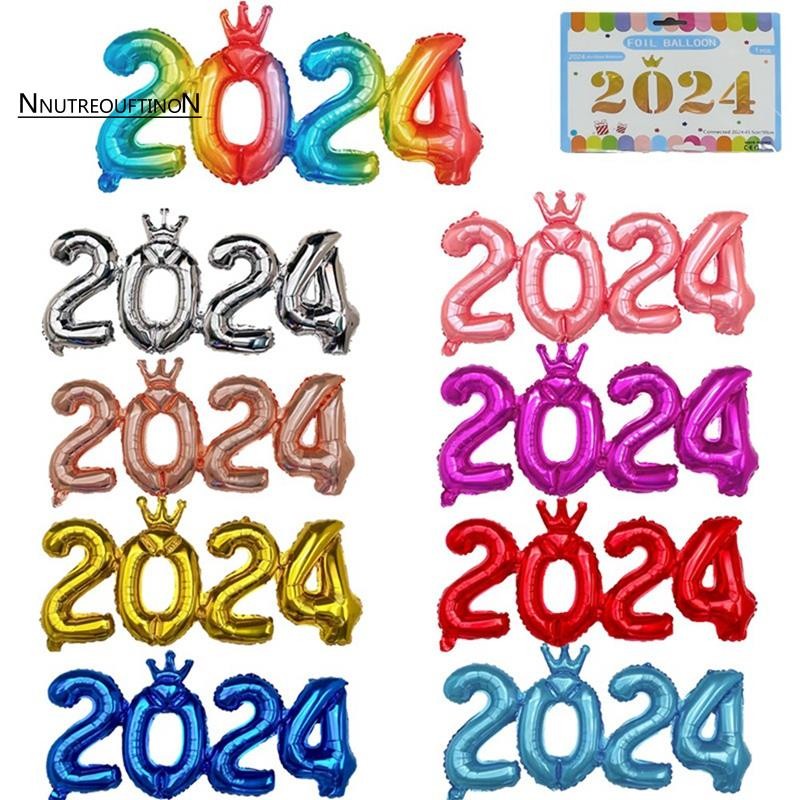 [ขายร้อนn]16นิ้ว2024จํานวนลูกโป่งฟอยล์บอลลูนอลูมิเนียมฟอยล์ที่มีสีสันสําหรับเทศกาลคริสต์มาสพรรคตกแต่