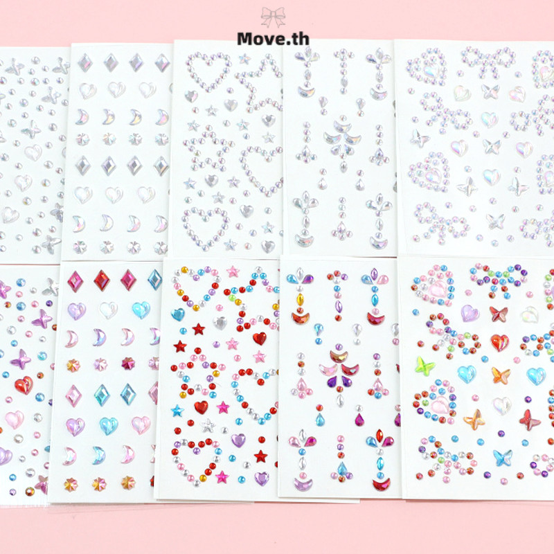 ในไทย-พร้อมส่ง✨ออโรร่า 3D แต่งหน้า หน้า เครื่องประดับ คริสตัล ไข่มุก สติ๊กเกอร์ เด็ก เพชร การแสดง-Move