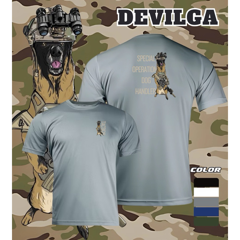 เสื้อยืดพิมพ์ลายกราฟิกสุนัขทหาร K9 สไตล์ทหาร ผ้าฝ้ายแท้ คอกลม แขนสั้น แบบยูนิเซ็กซ์ - รูปที่ 2