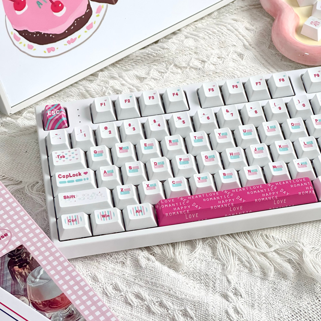 Tiffany Keycaps 130 คีย์ PBT Cherry Profile Simple Mechanical Keycaps ห้าด้าน Dye Sublimation Wootin