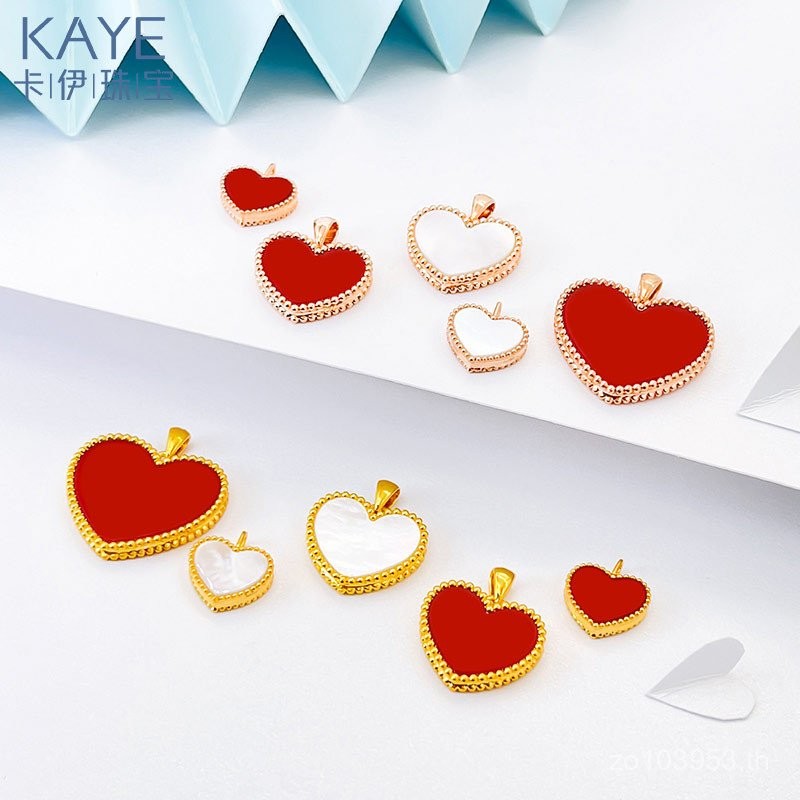 ชุดเครื่องประดับ Kayi สร้อยคอและจี้หัวใจสีโรสโกลด์ au750