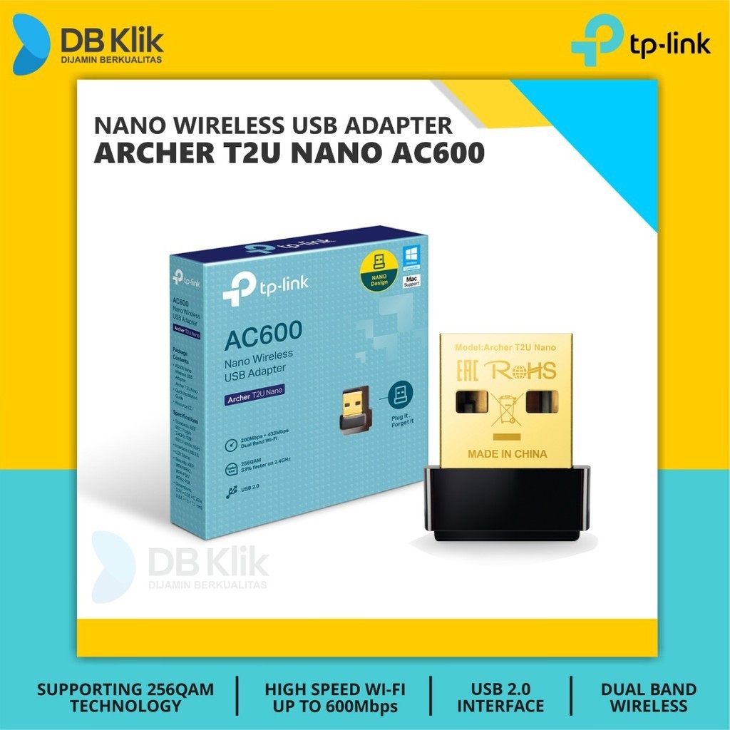 อะแดปเตอร์ไร้สาย Tp-Link Tp Link Archer T2U Nano Ac600 - Tplink T2U Dual Band Wifi Dongle